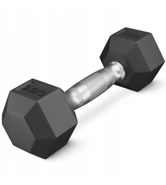 4FIZJO Gebogen Dumbbell 2,5 kg - Rubberen Coating, Zeskant
