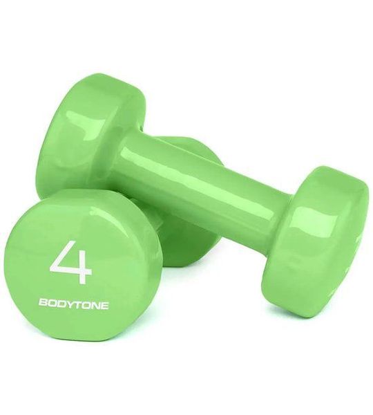 Bodytone Dv4 4kg Pvc-gecoate Dumbbell 2 Eenheden Groen 4 kg