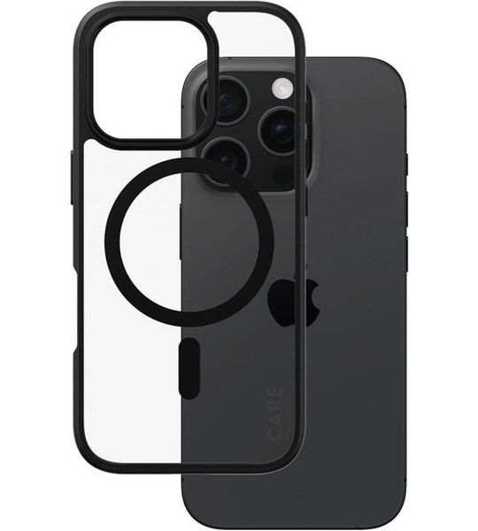 CARE Flagship Case Urban Combat Met Zwart Frame En Magsafe Telefoonhoesje Voor Apple Iphone 2024 6.1'' Pro Transparant