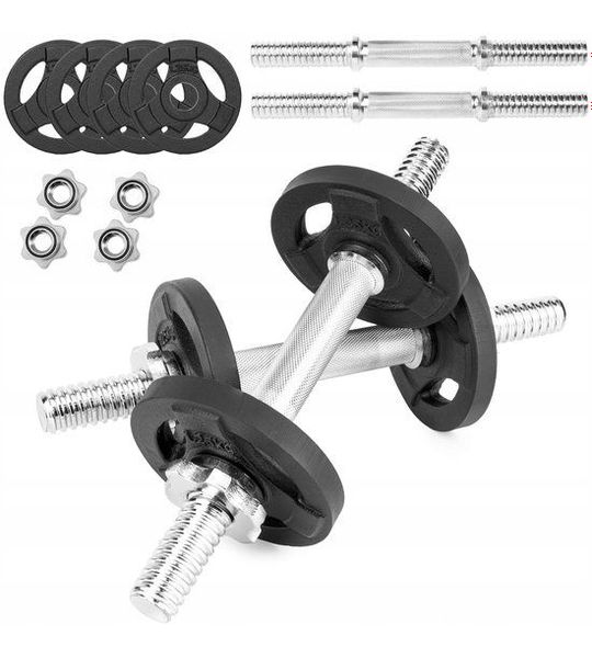 Merkloos Verstelbare gietijzeren dumbbells set 2x5kg - Totaal 10kg
