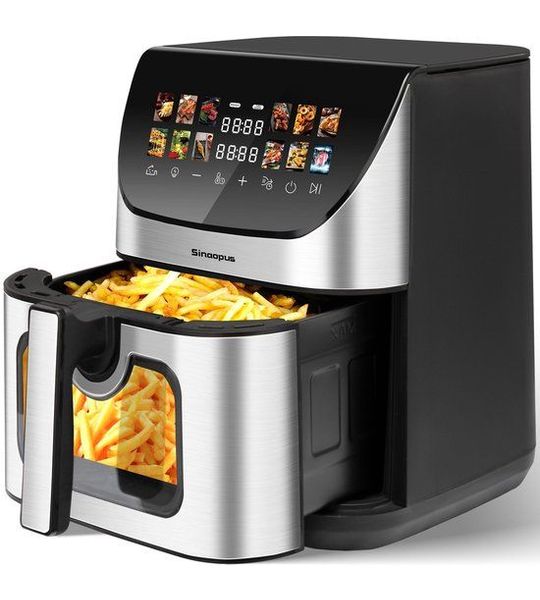 COVREO Heteluchtfriteuse XXL 8,5L zwart, kijkvenster, LED-touchscreen