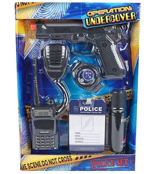 Politie speelset speelgoed met pistool 17cm - 5-delig - rollenspel