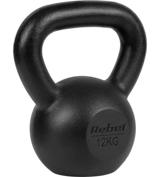 Rebel Active Serie - Gietijzeren Kettlebell - 12kg - Ergonomische Handgreep