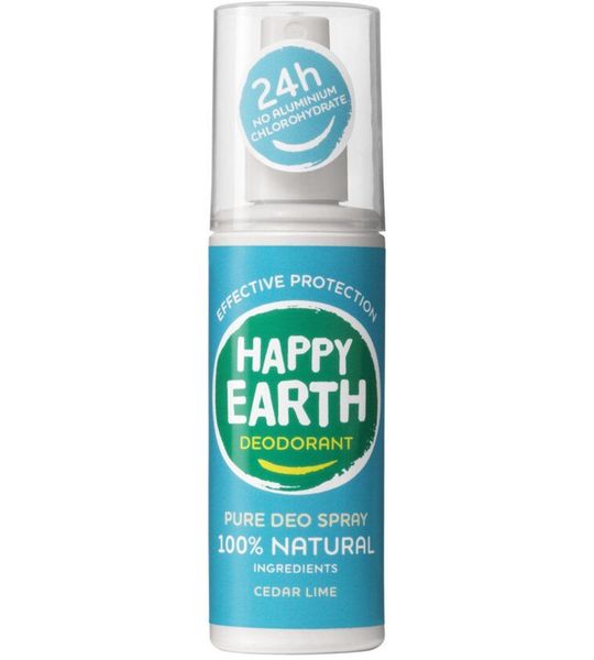 Happy Earth Pure Deo Spray Cedar Lime