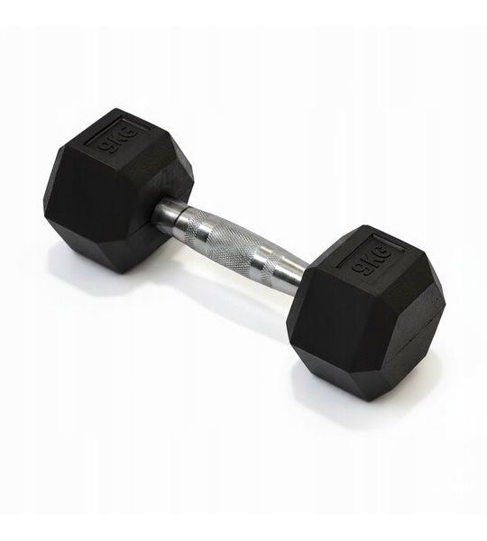Merkloos Merkloze Halter 9kg - Gumecoat, Zesthoekig, Ideaal voor Krachttraining