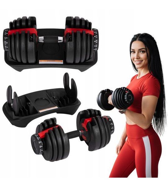 Verstelbare Dumbbells 2,5-24 kg met Standaard - Merkloos Fitnessapparaat