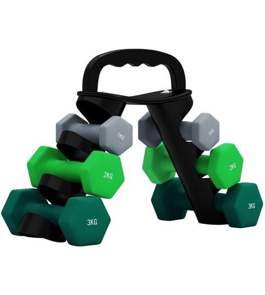 MODFU - Dumbbellset Met Opbergrek - 6 Stuks - Hexagonaal - Verstelbaar Gewicht