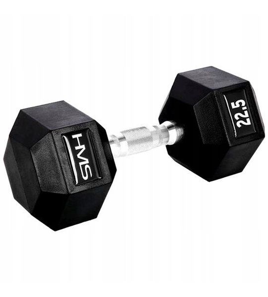 Hex Dumbbell 22,5KG - Gecoat Staal, Professioneel