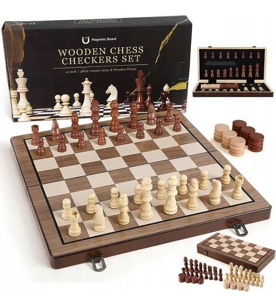 2-in-1 Bordspel - Magnetisch Schaak & Damspel - Groot & Reisvriendelijk