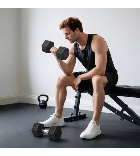 MODFU - Dumbbell Set - Hexagonaal - Geribbelde Handgreep - Zwart - 2 X 20 Kg
