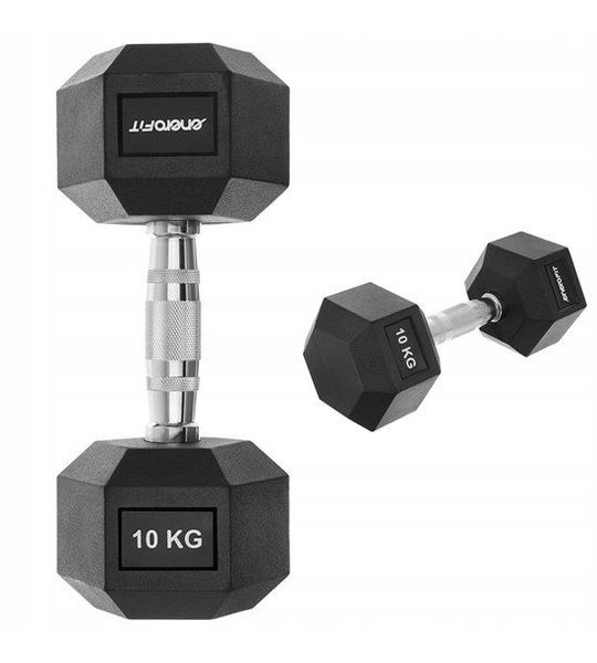 Enero Fit Hex Dumbbell 10 KG - Rubberen antisliphandgreep