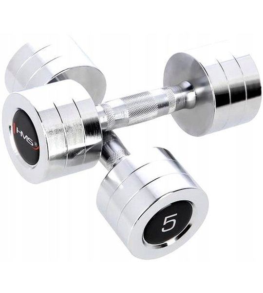 Chromen Halters 2x5kg - Antislip Grip voor Krachttraining