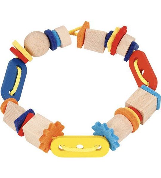 Goki kleurrijk rijgspel educatief houten speelgoed multicolor.