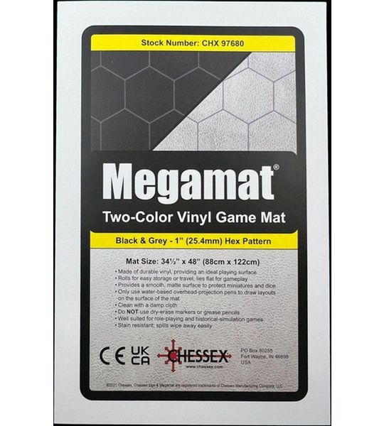Chessex Reversible Megamat 1 Inch Hexes Zwart-Grijs AANBIEDING (UL)
