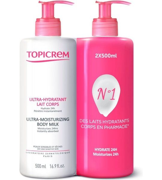 Topicrem Ultra-Moisturizing Body Milk 2x500ml