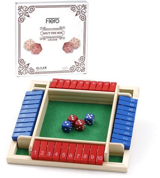 Shut The Box | 4 Spelers | Blauw En Rood