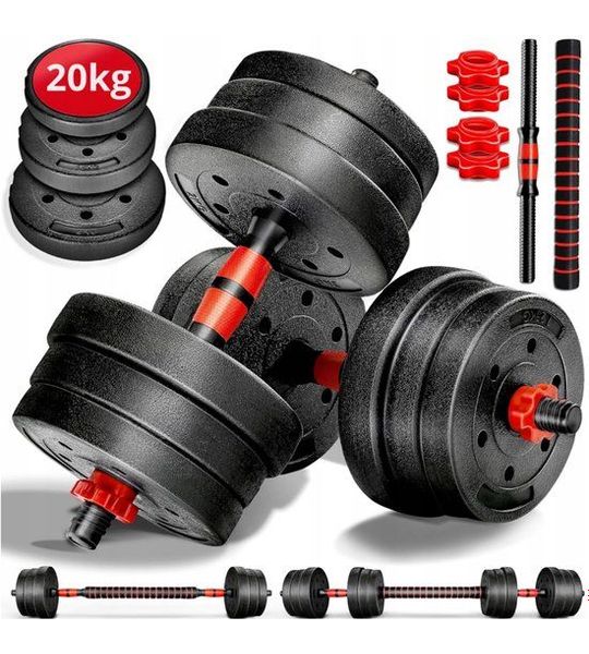 Verstelbare Halter Set 2x10kg met Stang Koppeling - Totaal 20kg