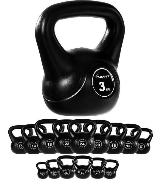 MOVIT® Kettlebell - Kunststof - 3 kg - Zwart