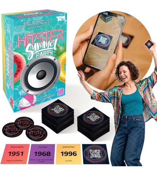 Hitster Summer Party Feest MUZIEKSPEL, interactief gezelschapsspel, BORDSPEL