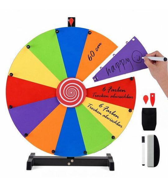 COSTWAY Gelukswiel om te draaien, 60 cm roulette-spinner met standaard
