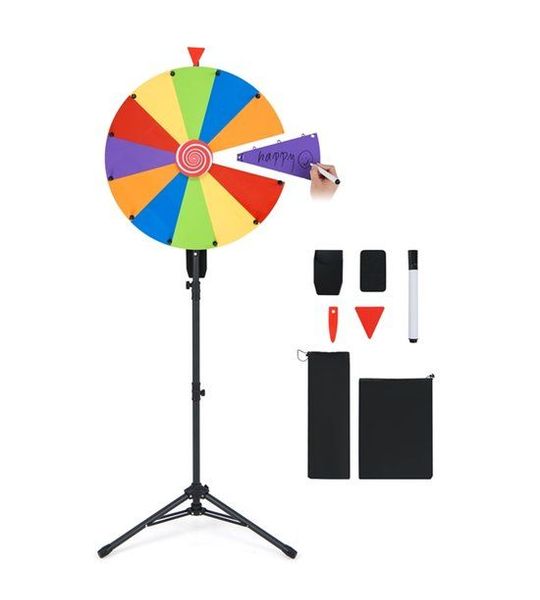 COSTWAY Φ75 cm gelukswiel om te draaien, in hoogte verstelbaar 134-171 cm
