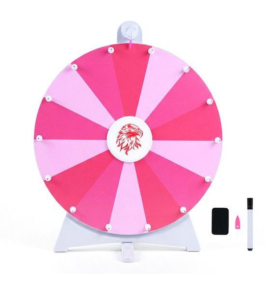 COSTWAY Φ50 cm gelukswiel om te draaien voor tafel en vloer (roze, tafel)