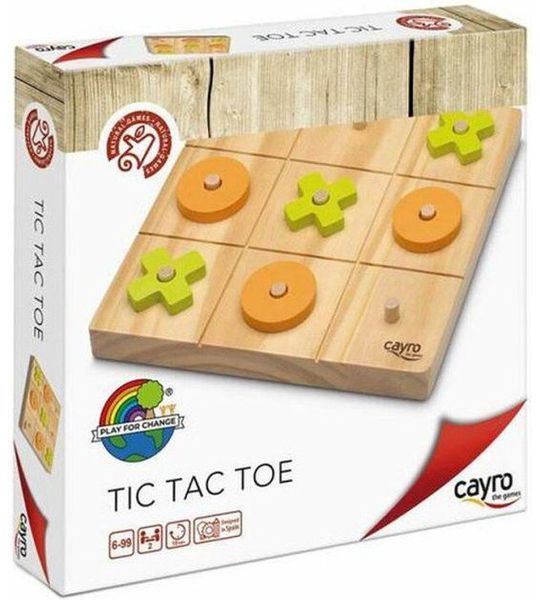 Drie-op-een-rij Spel Cayro Tic Tac Toe Hout 20 x 20 x 4 cm