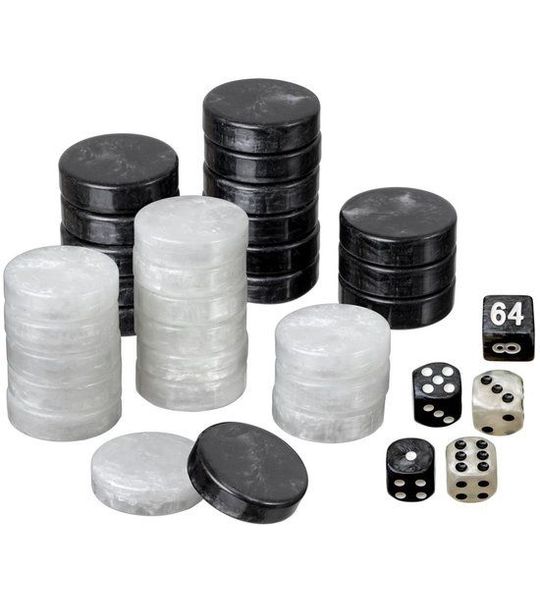 Philos Backgammon speelstukken set Large 34 mm zwart/wit