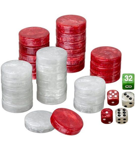 Philos Backgammon speelstukken set Tournament 40 mm rood/wit