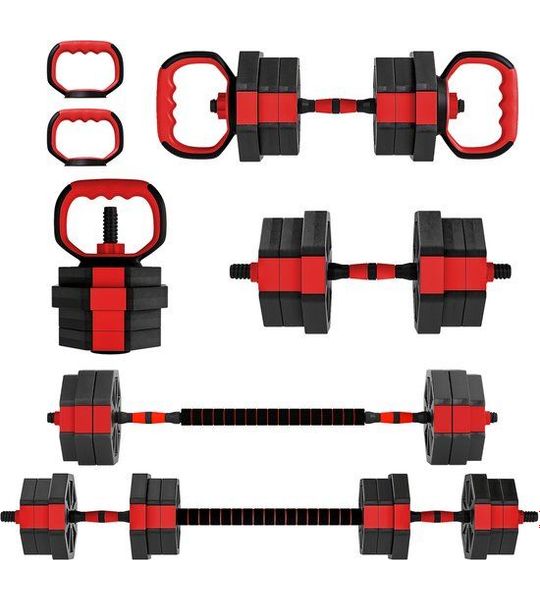 6-in-1 Hantel Set - 20 kg - Verstelbaar - Kurzhantel & Langhantel