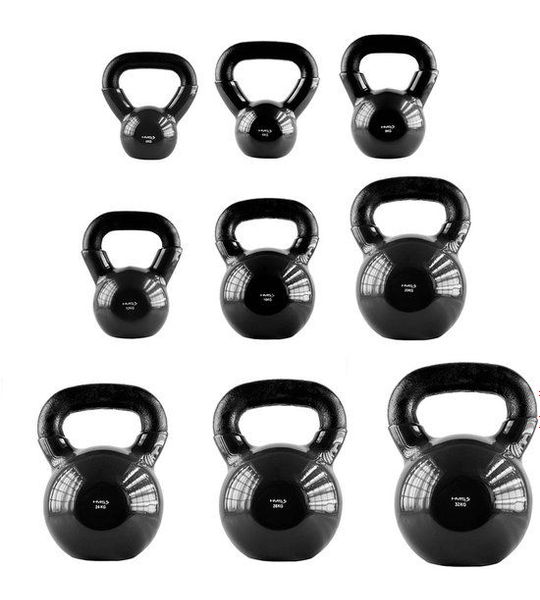 HMS KNV Serie - Gietijzeren Kettlebell - Zwart - 20 kg - Vinyl Coating