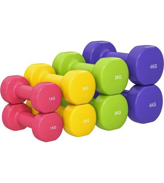Zeskantige dumbbell set totaal 20 kg - 8 stuks, polyurethaan, meerkleurig