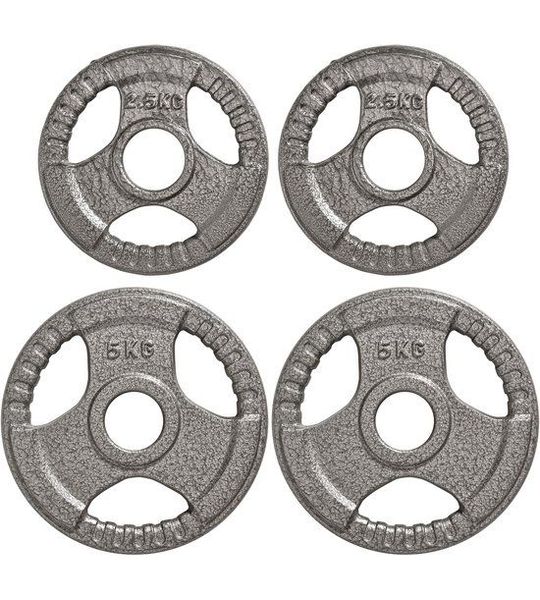 Gewichtsschijven set totaal 15 kg - staal, voor olympische stangen 50 mm, zwart