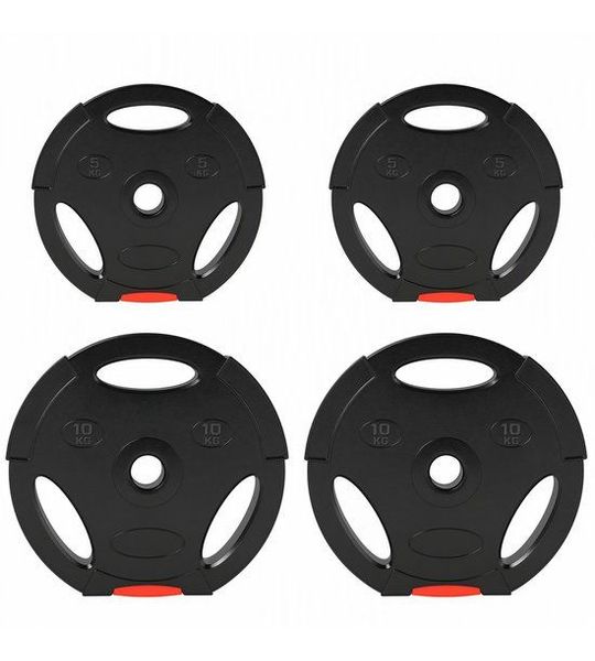 Gewichtsplaten set van 4 stuks - 2 x 10 kg en 2 x 5 kg, zwart
