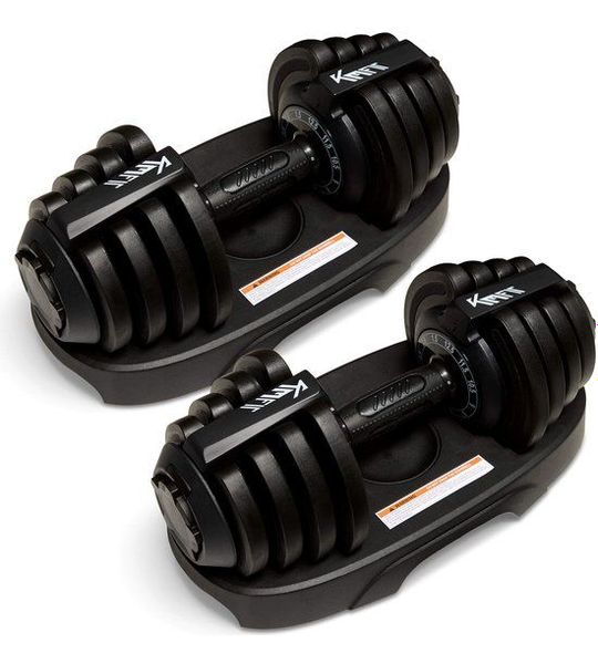 KM-Fit 2x Verstelbare Dumbbell Set 1,5-12,5 kg 11 Niveaus Gewichten Fitness