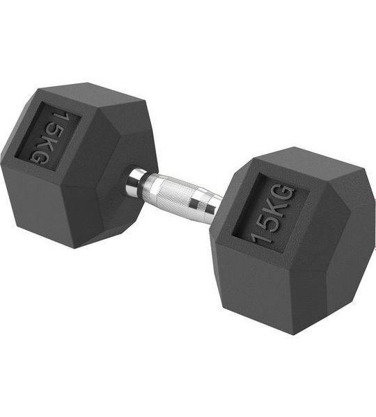 Gietijzeren dumbbell met kartelgreep - 1 x 15 kg, voor mannen en vrouwen