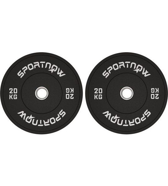 Halter schijven set 2 x 20 kg - olympische standaard, rubber, geluidsarm, zwart