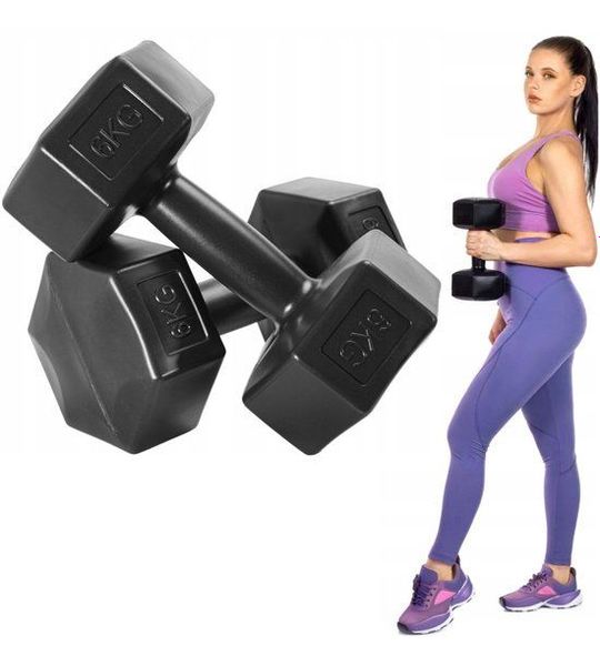 Kronos Bitum Hantels 2x6kg - Zesthoekig Ontwerp voor Krachttraining