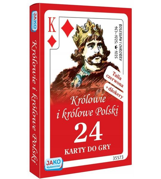 Speelkaarten: Poolse Koningen & Koninginnen, 24 kaarten, rode editie