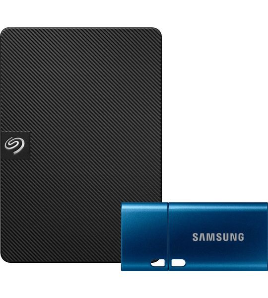Seagate Expansion Portable 1TB + Samsung USB-C Flash Drive 128GB