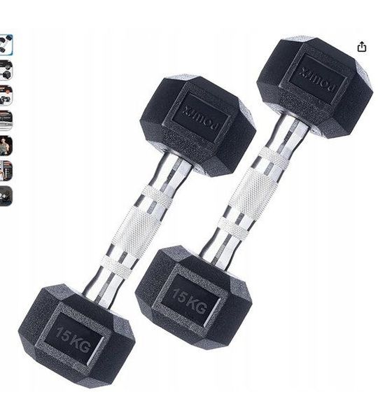 POWRX Pro Gecoate Halters 2x25kg - Zeskant, Chroom handvat
