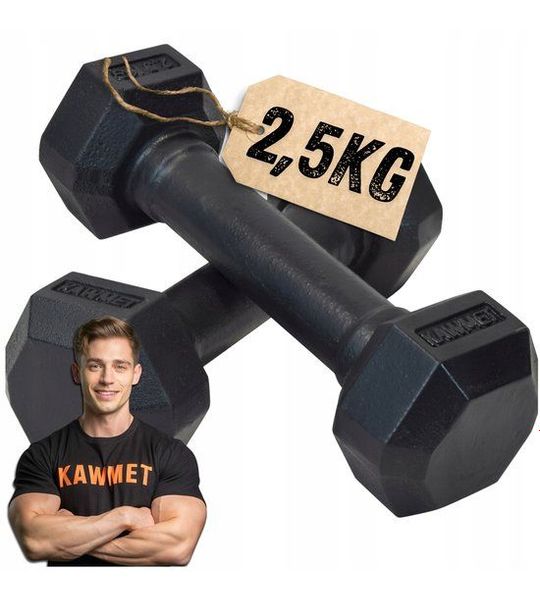 Kawmet Gietijzeren Halters Hexagonaal 2x2,5kg - Krachttraining Thuis