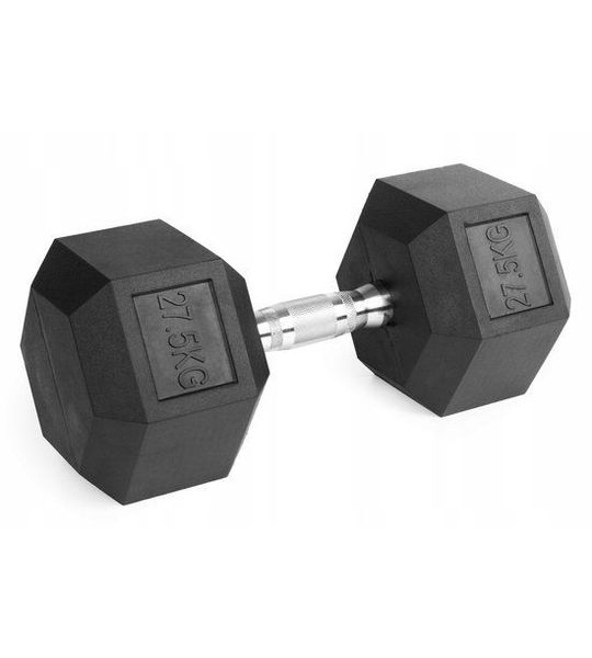Hantle Żeliwne Gumowane 27,5kg HEX - Solidne do Treningu