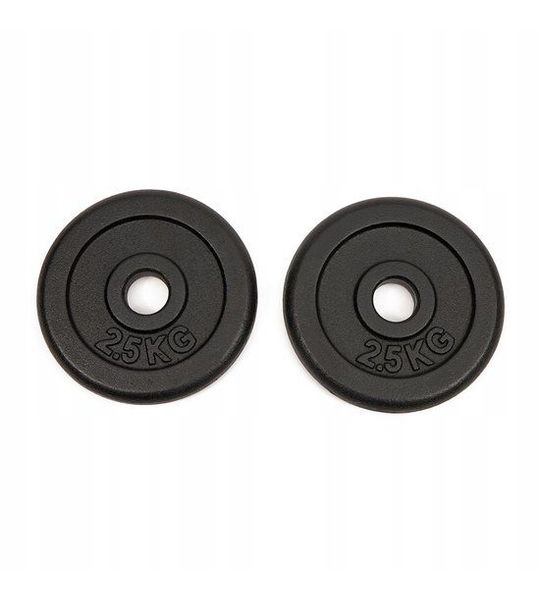Set van 2x 2,5 kg gietijzeren halterschijven voor fitness