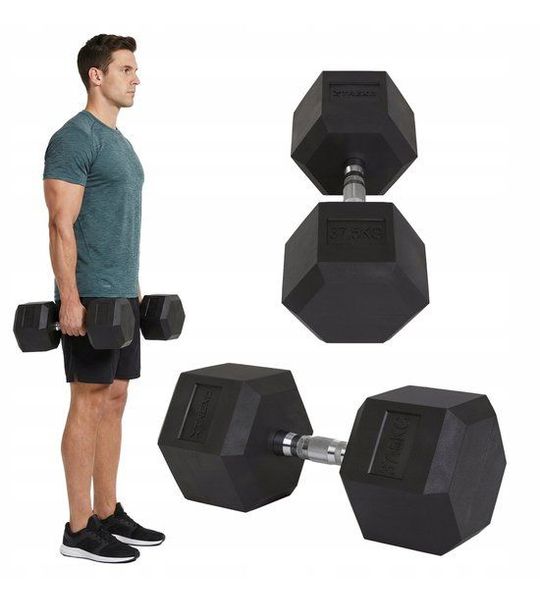 XTREXO Hex Dumbbell 37.5 kg - Gecoat, Solide Krachtraining