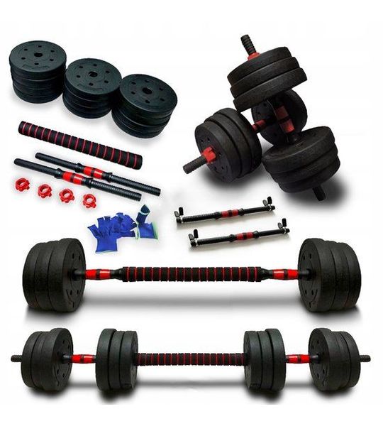 Verstelbare Halters 2x10kg Set 20kg met Stang & Handschoenen