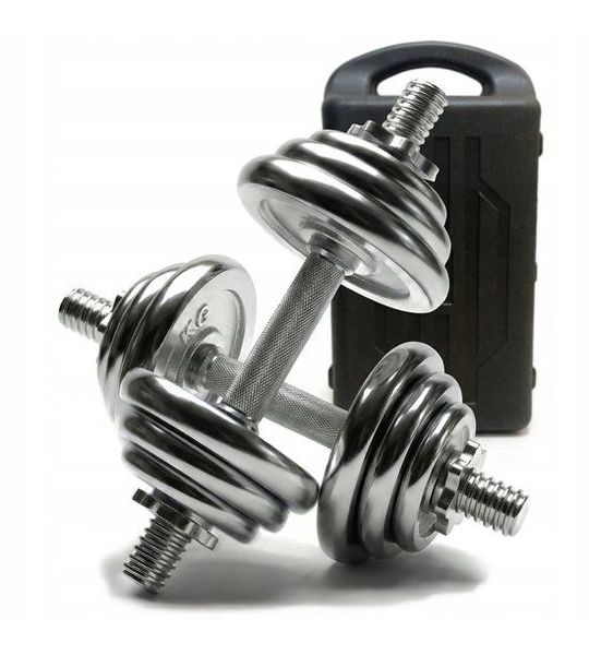 Chromen Halterset 2x10kg in Koffer - Verstelbaar Fitness Gewicht