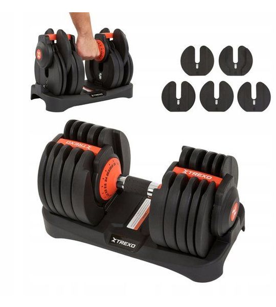Verstelbare Dumbbell 24kg - Gietijzer met Rubberen Grip