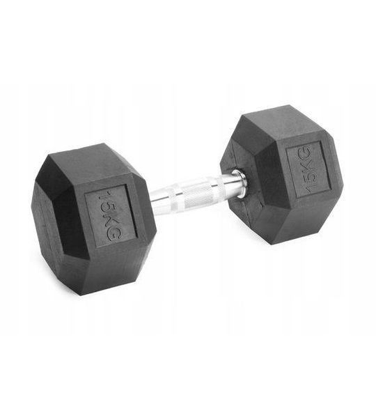 POWRX Pro Gecoate Zeskant Hantel 15KG - Chromen Handvat