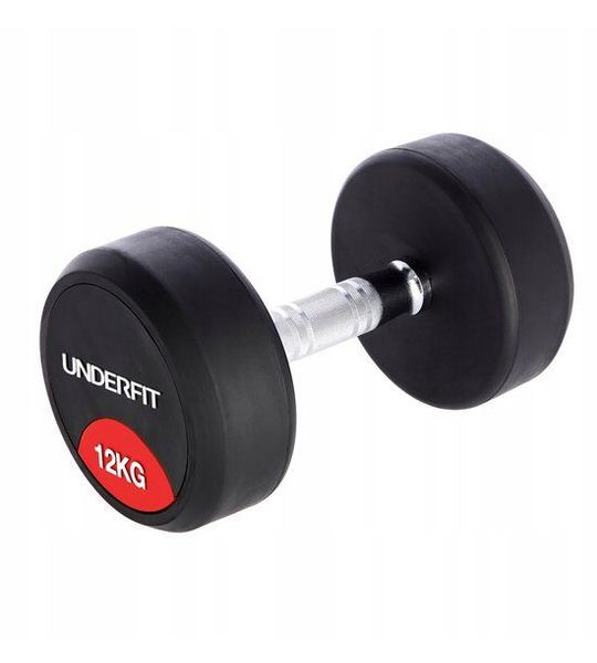 Gumowana Hantla UNDERFIT 12 kg - Stalowa, Treningowa